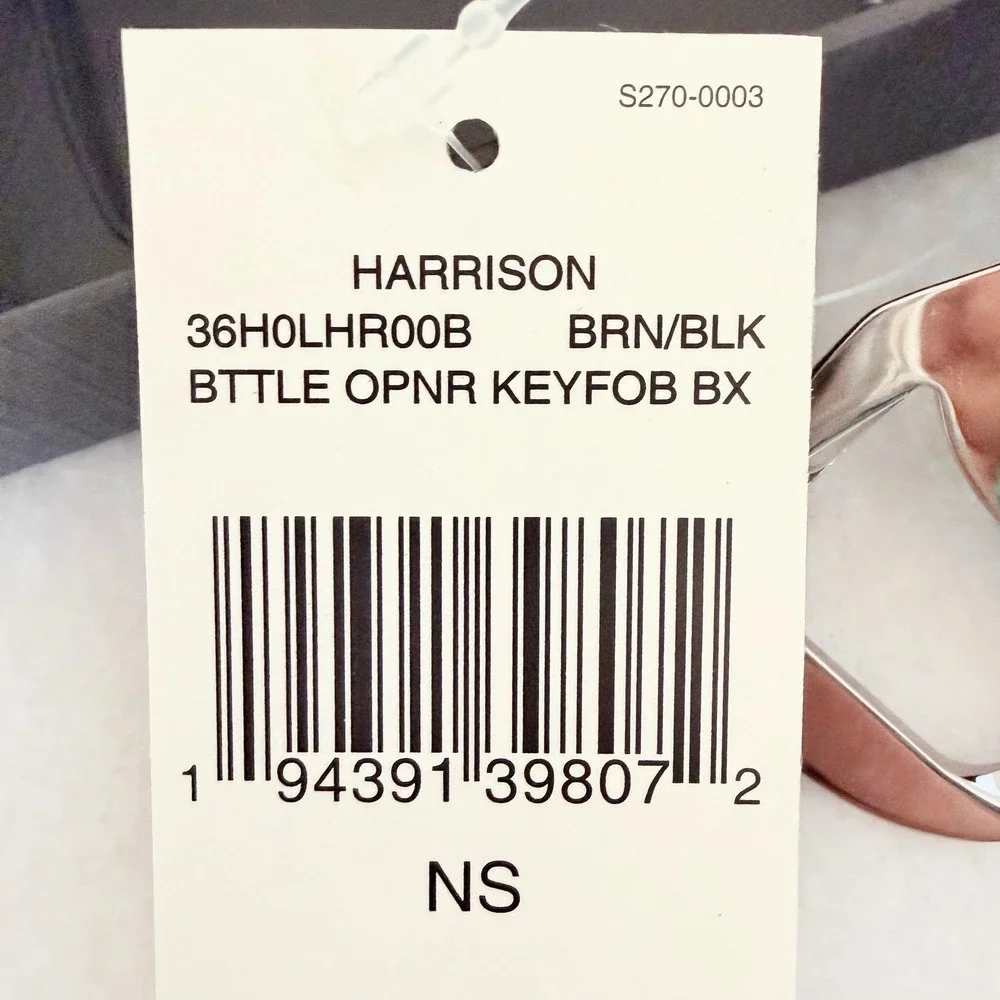 Michael Kors Men's Harrison Brown Signature Logo Bottle Opener Key Fob NWB